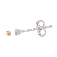 14K Gold 1mm Solitaire Yellow Sapphire 4 Prong Stud Earrings
