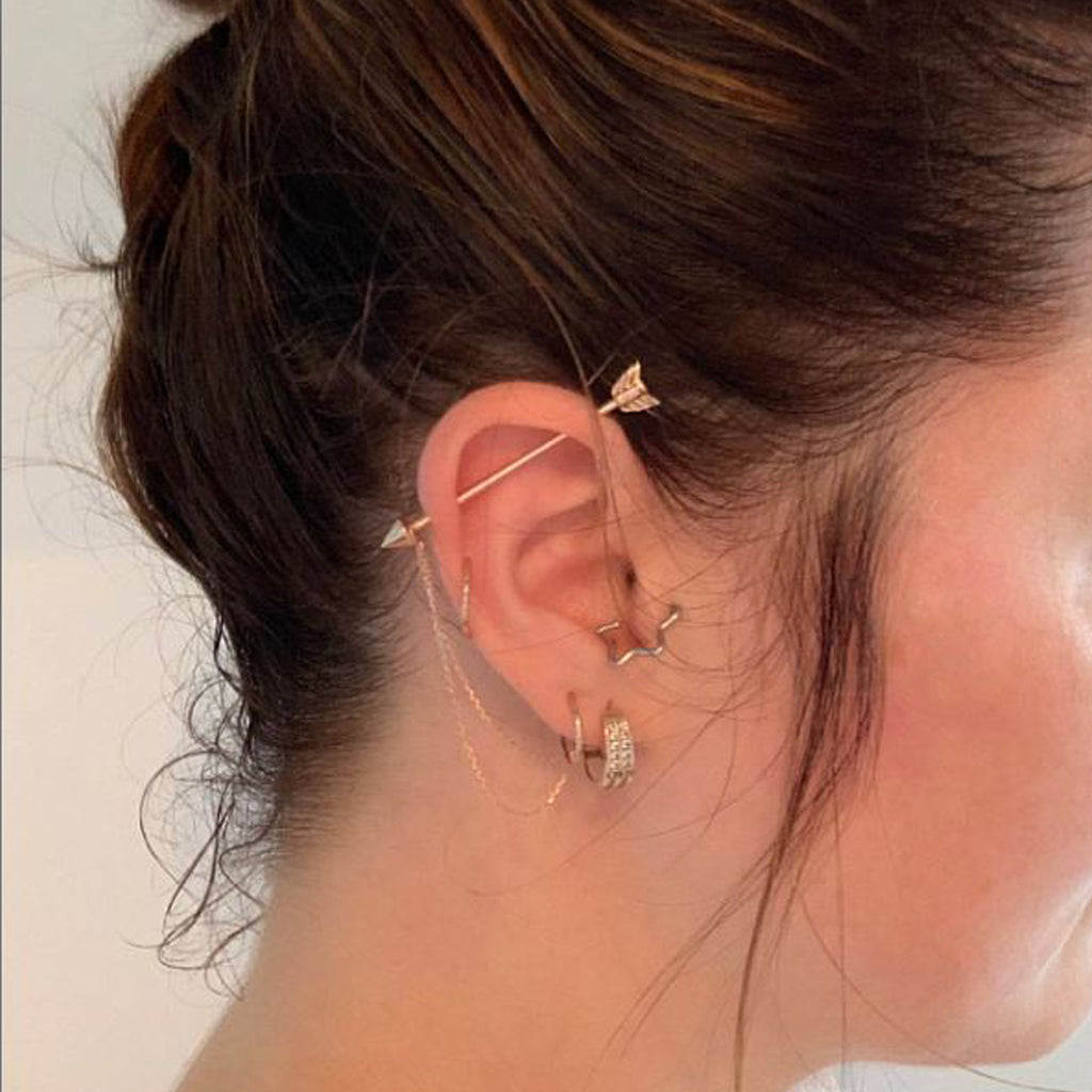 Lock Earring Double Chain – Loraida Jewelry
