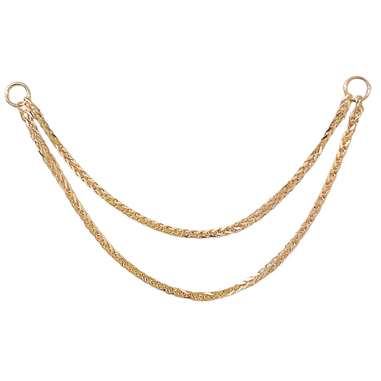 14K Gold Dangle Double Wheat Chain Earring Jacket