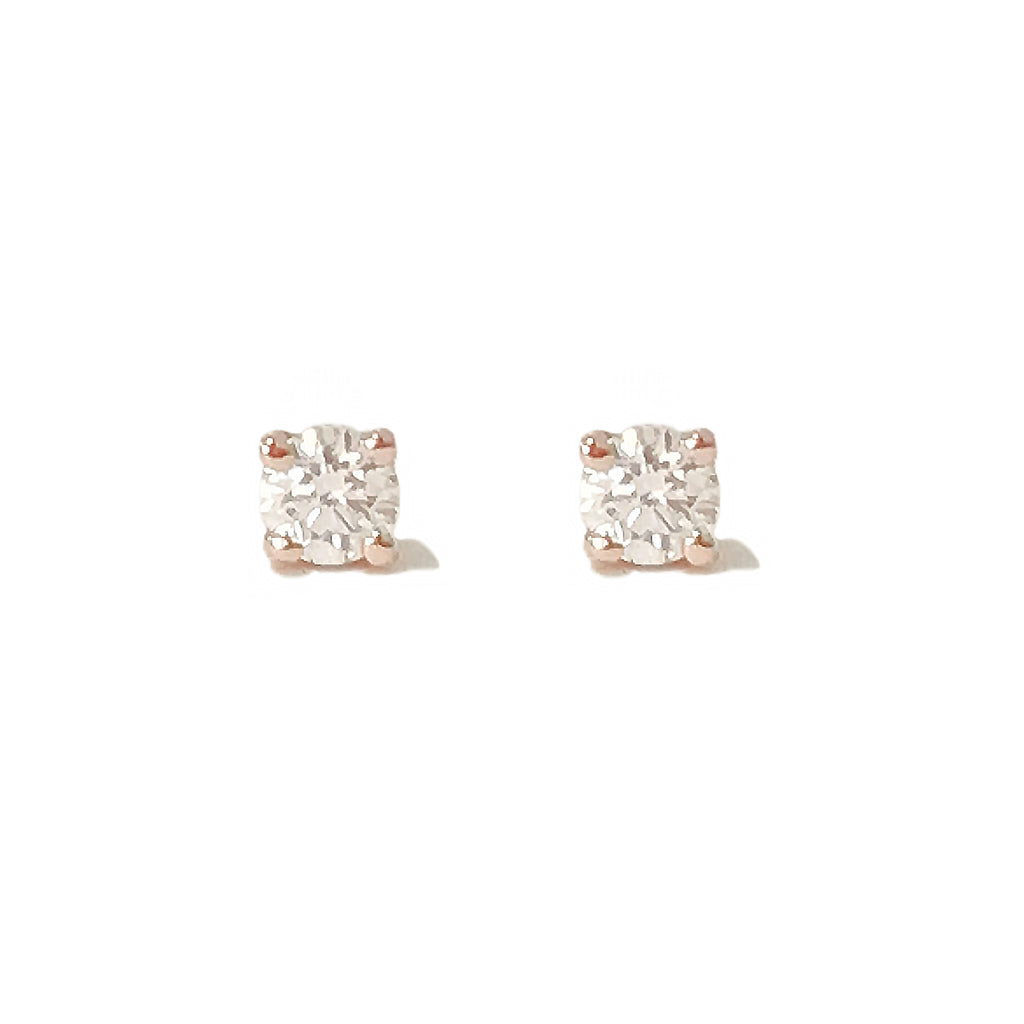 14K Gold 2mm Solitaire Diamond 4 Prong Stud Earrings