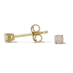 14K Gold 2mm Solitaire Opal Cabochon 4 Prong Stud Earrings