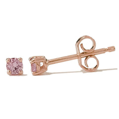 14K Gold 2mm Solitaire Pink Sapphire 4 Prong Stud Earrings