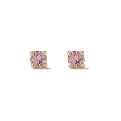 14K Gold 2mm Solitaire Pink Sapphire 4 Prong Stud Earrings