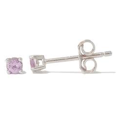14K Gold 2mm Solitaire Purple Sapphire 4 Prong Stud Earrings