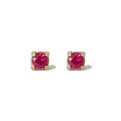 14K Gold 2mm Solitaire Ruby 4 Prong Stud Earrings