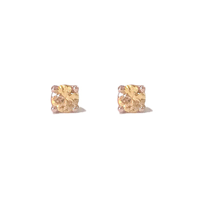 14K Gold 2mm Solitaire Yellow Sapphire 4 Prong Stud Earrings