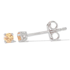 14K Gold 2mm Solitaire Yellow Sapphire 4 Prong Stud Earrings