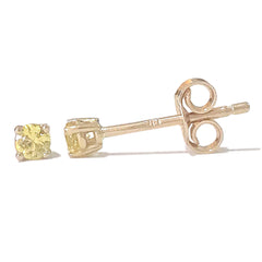 14K Gold 2mm Solitaire Yellow Sapphire 4 Prong Stud Earrings