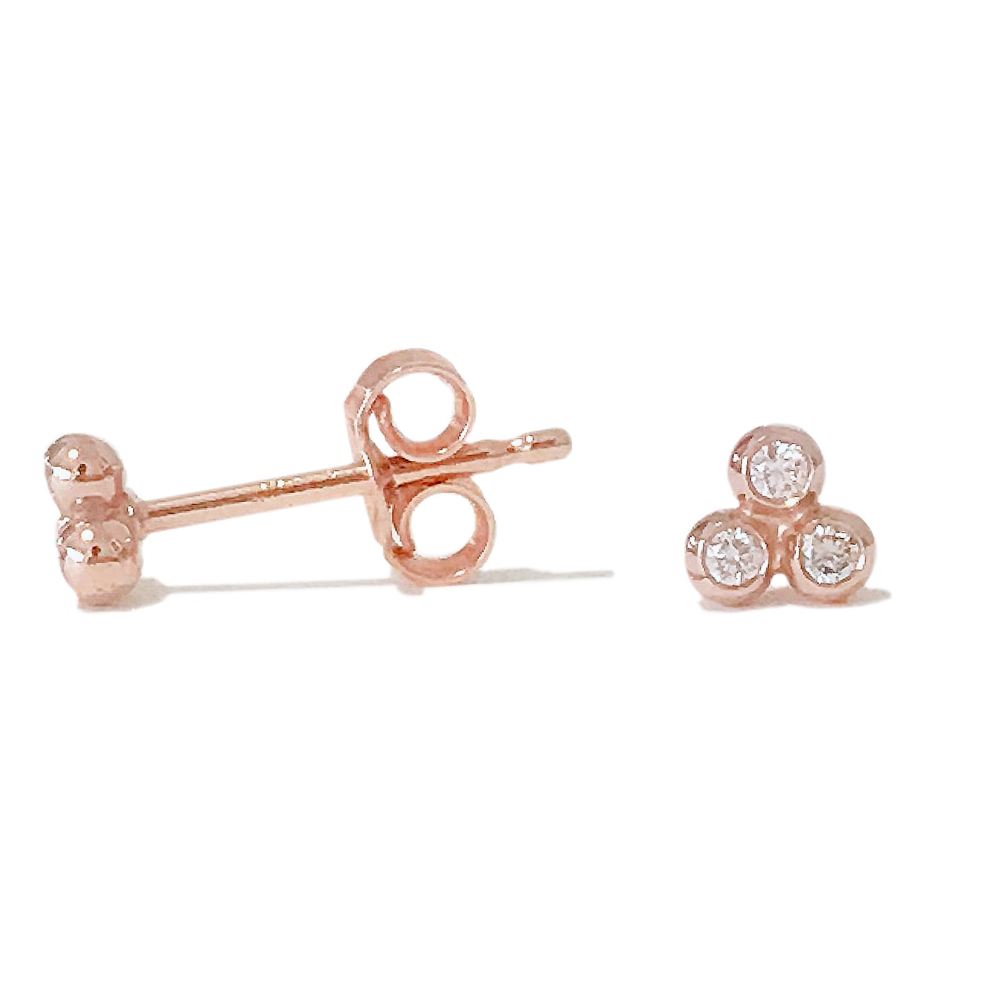 14K Gold Diamond Trinity Ball Cluster Stud Earrings