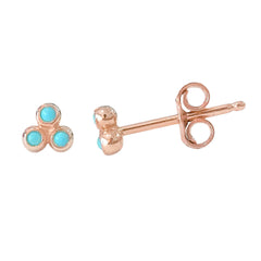 14K Gold Turquoise Trinity Ball Cluster Stud Earrings