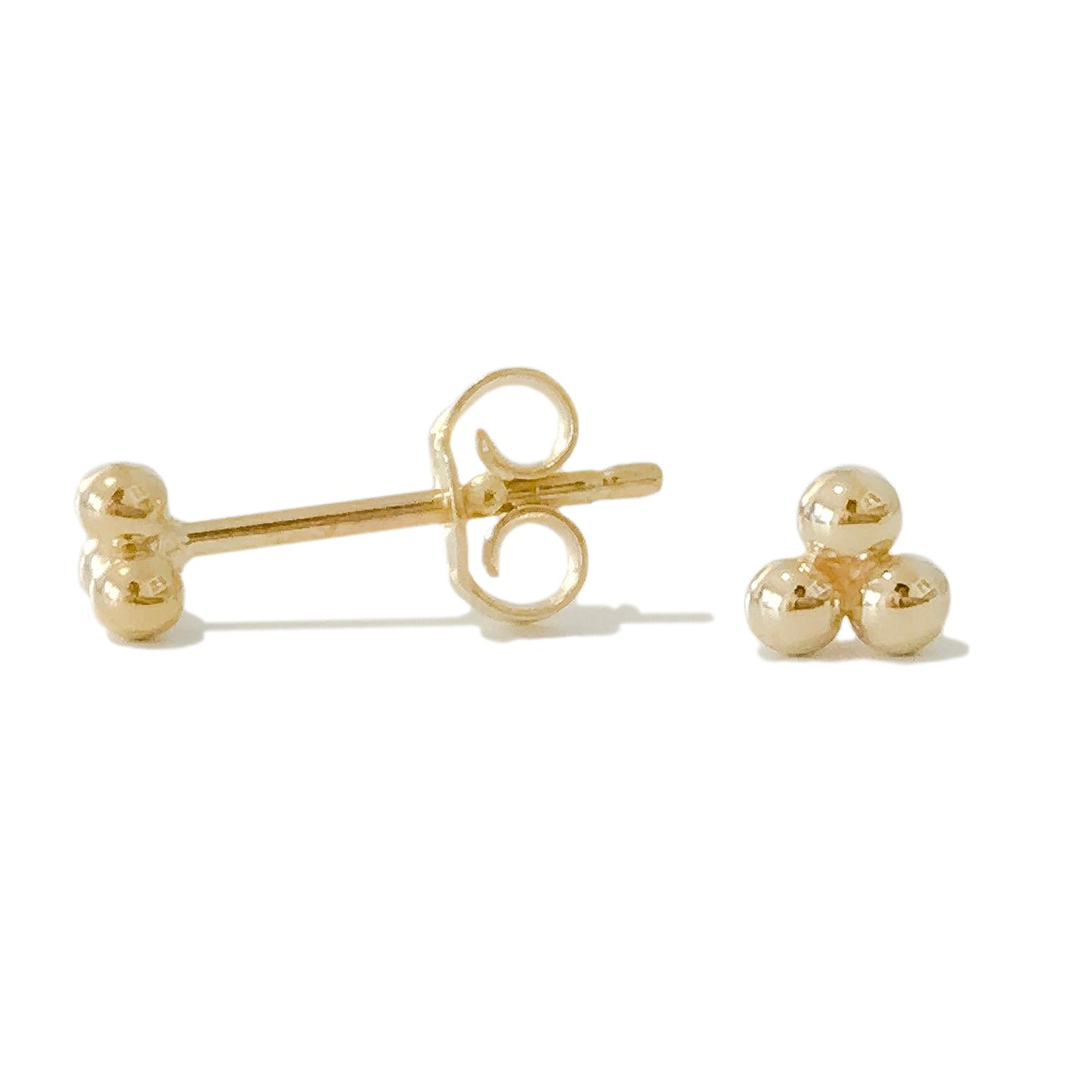 14K Gold Trinity Ball Cluster Stud Earrings