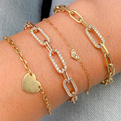 14K Gold Pavé Diamond Triple XS Sweetheart Bracelet