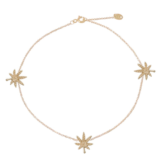 14K Gold Triple Marijuana Ankle Bracelet (Anklet)