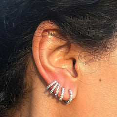 14K Gold Diamond Thick Huggie Hoop Earrings (11.5mm x 8.25mm)