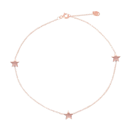 14K Gold Triple Star Ankle Bracelet (Anklet)