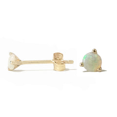 14K Gold Solitaire 3mm Opal Cabochon Martini Stud Earrings