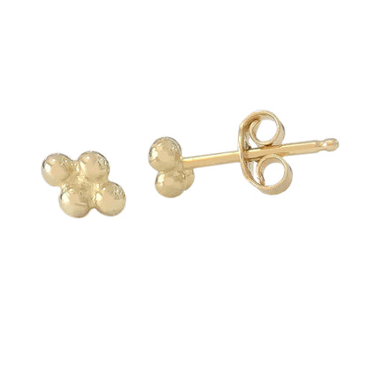 14K Gold Ball Quartet Cluster Stud Earrings