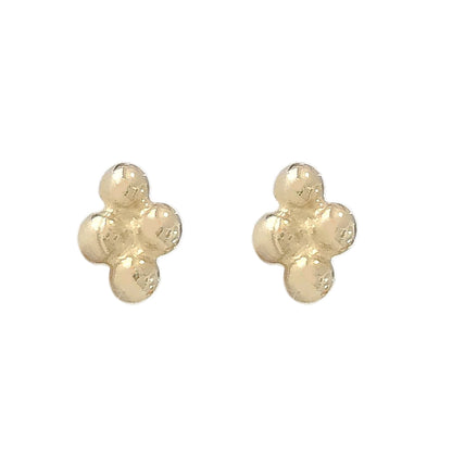 14K Gold Ball Quartet Cluster Stud Earrings