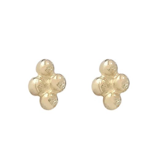 14K Gold Ball Quartet Cluster Stud Earrings