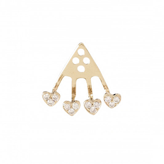 14K Gold Pavé Diamond 4 Heart Earring Jacket