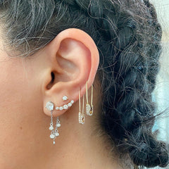 14K Gold Diamond Crescent Climber Stud Earrings ~ In Stock!