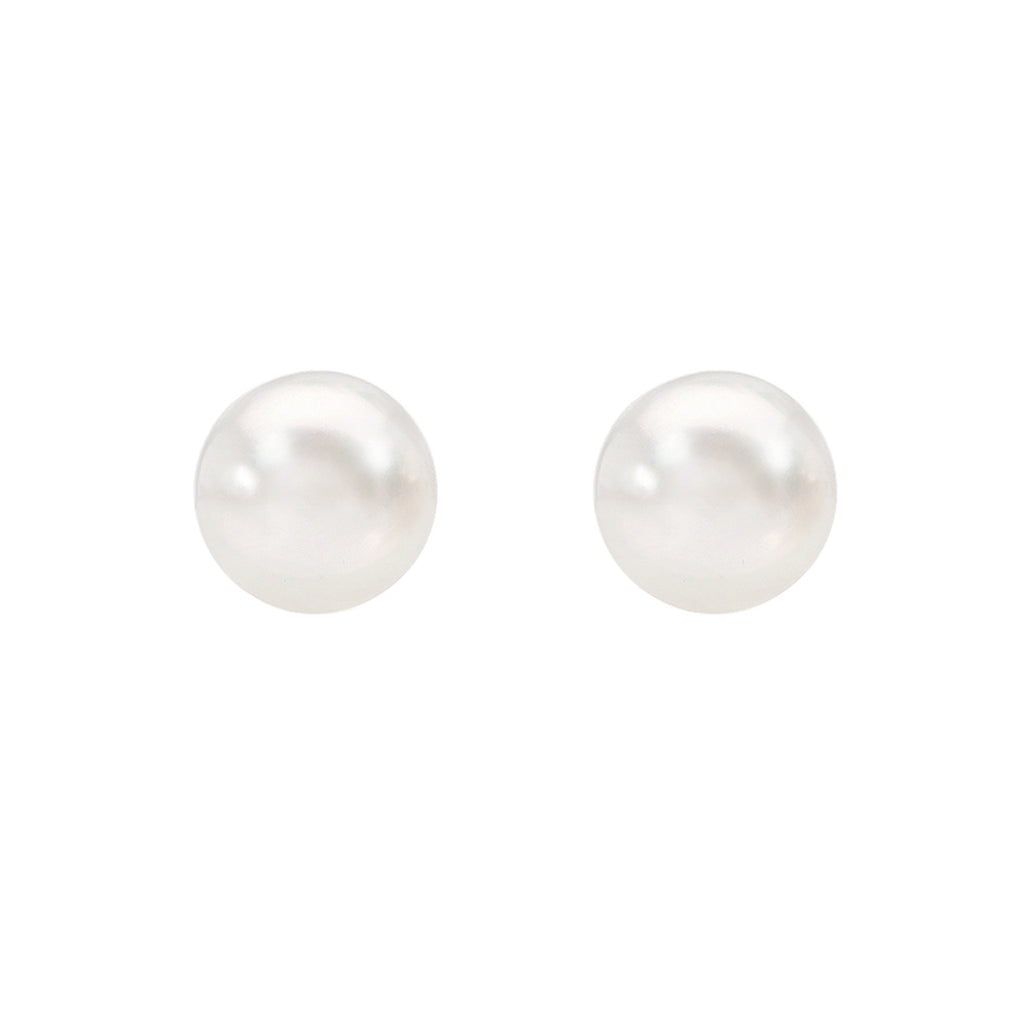 3/8 CT TW Diamond and 8 - 8.5 MM White Japanese Akoya Pearl Flower Stud  Earrings in 14k White Gold - CBG001140