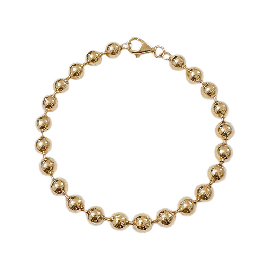 14K Gold Ball Chain Link Bracelet, 6mm Size Links