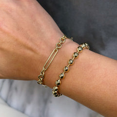 14K Gold Ball Chain Link Bracelet, 6mm Size Links