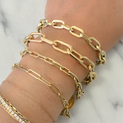 14K Gold Thick Flat Oval Link Bracelet, Large Size Links ~ In Stock!