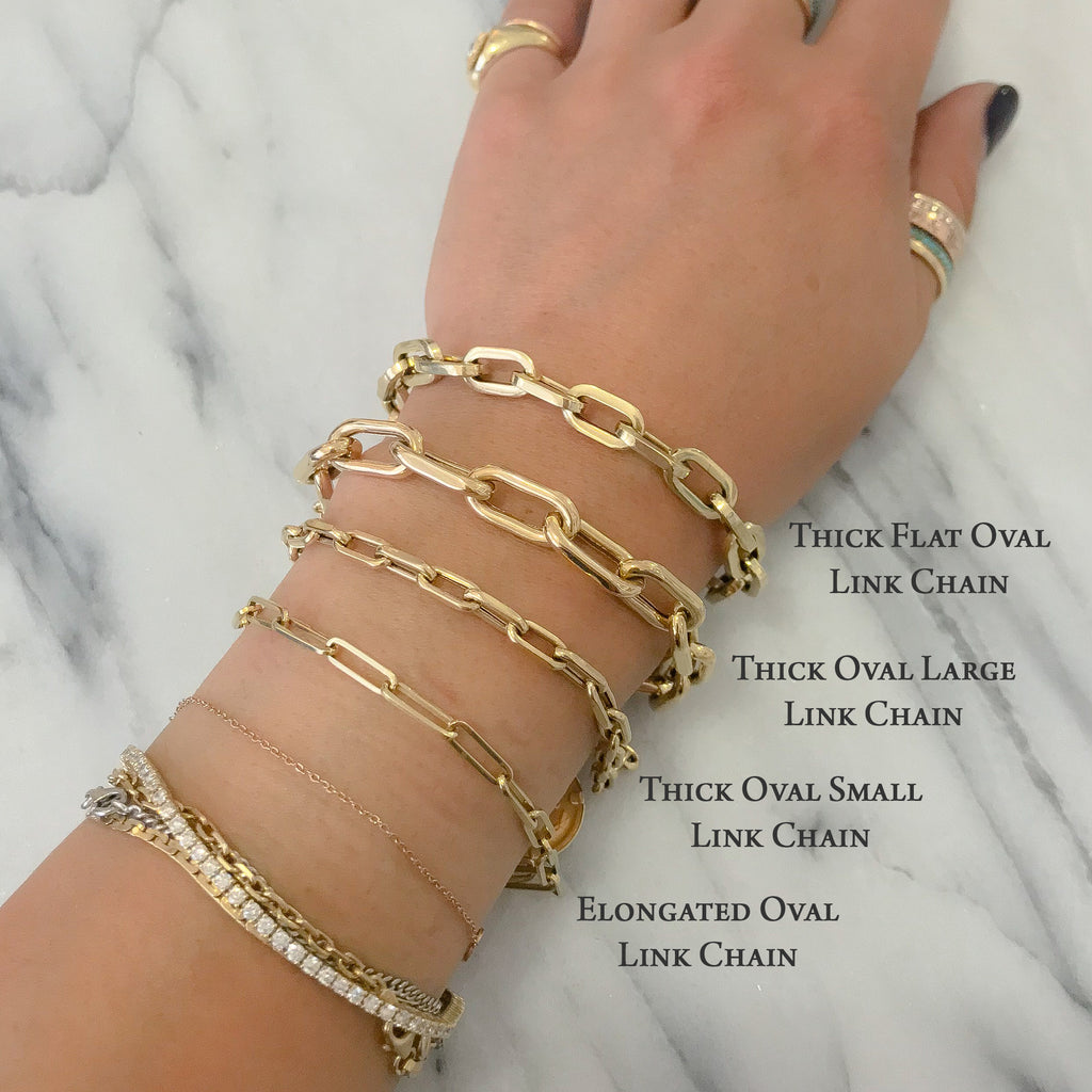 14K Gold Thin Flat Oval Link Bracelet, Large Size Link ~ In Stock! – Nana  Bijou