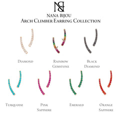 14K Gold Rainbow Gemstone Climber Arch Earrings