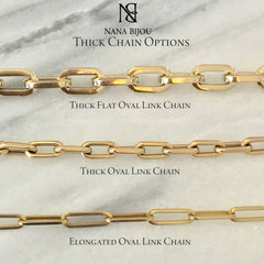 14K Gold Thick Flat Oval Link Bracelet, Large Size Links