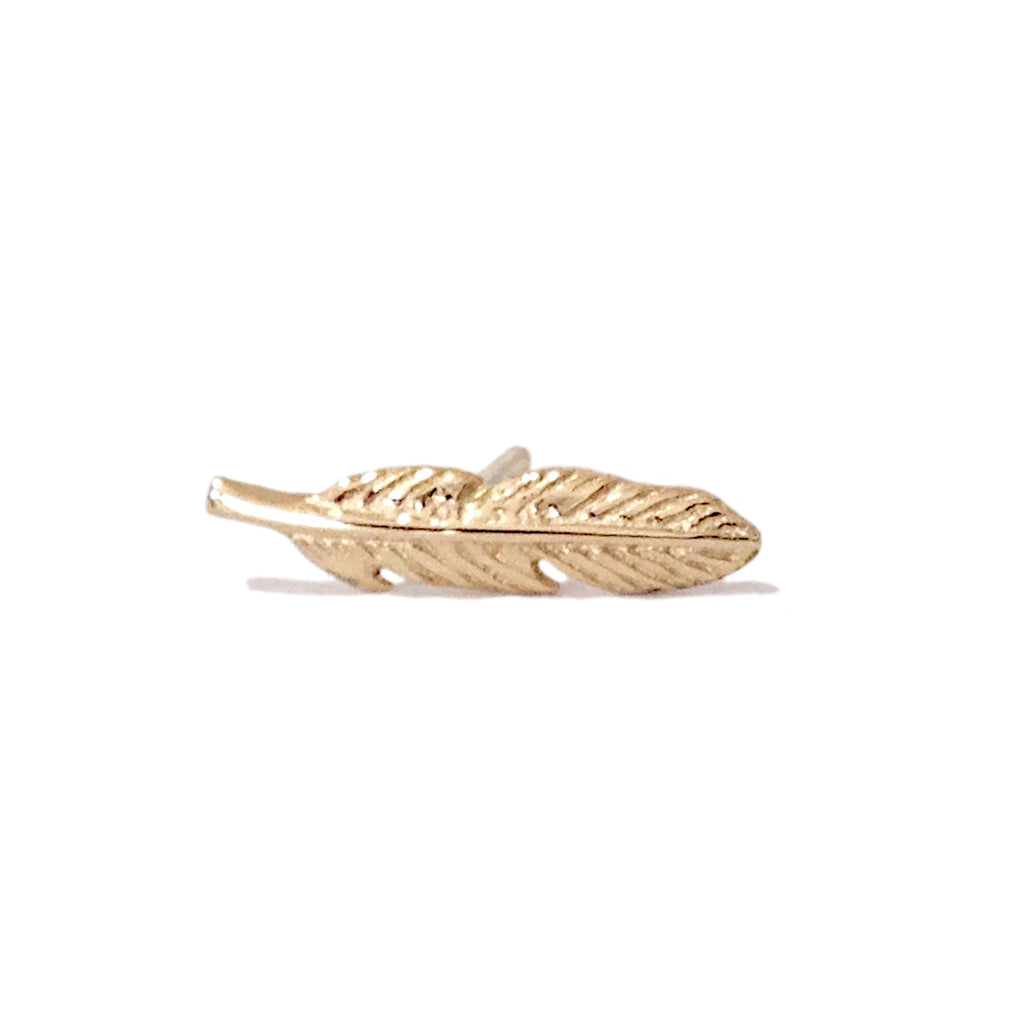14K Gold XS Feather Stud Earring