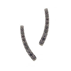 14K Gold Black Diamond Climber Arch Earrings