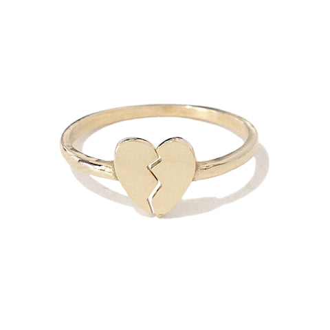 14K Gold Broken Heart Emoji Ring