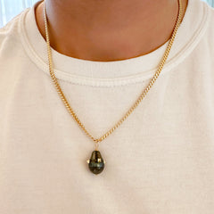 14K Gold Spiked Orbit Baroque Tahitian Cultured Pearl Pendant