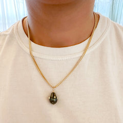 14K Gold Spiked Orbit Baroque Tahitian Cultured Pearl Pendant