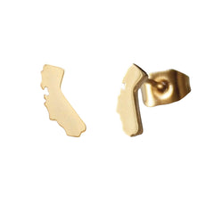 14K Gold California State Stud Earring