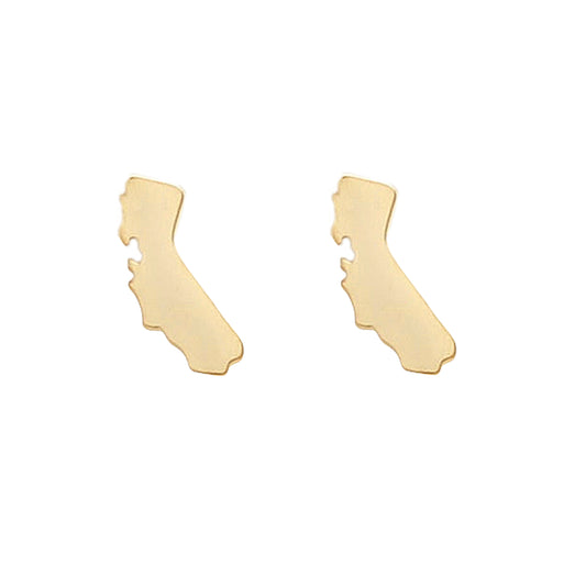 14K Gold California State Stud Earring