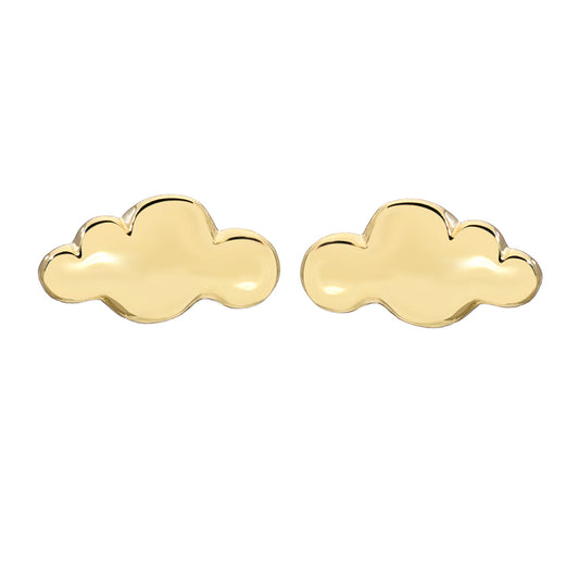 14K Gold Cloud Stud Earrings