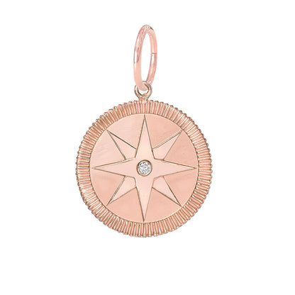 14K Gold Diamond Compass Medallion Necklace