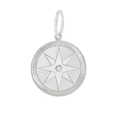 14K Gold Diamond Compass Medallion Necklace