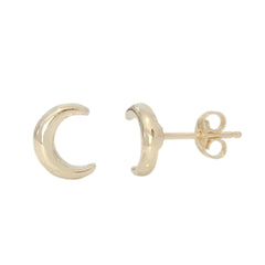 14K Gold Crescent Moon Stud Earrings