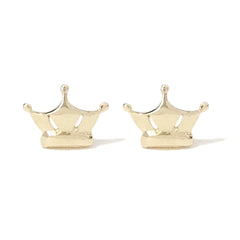 14K Gold Crown Stud Earrings