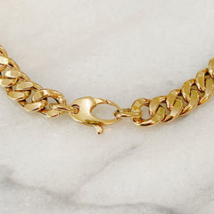 14K Gold Flat Cuban Link Chain Bracelet, 6mm Size Links