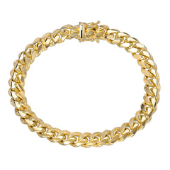 14K Gold Miami Cuban Link Chain Bracelet, 8mm Size Links