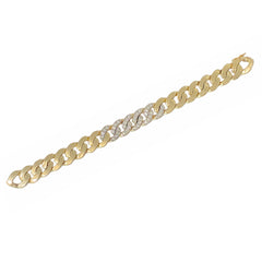 14K Gold Pavé Five Diamond Cuban Link Chain Bracelet, 12.5mm Size Links