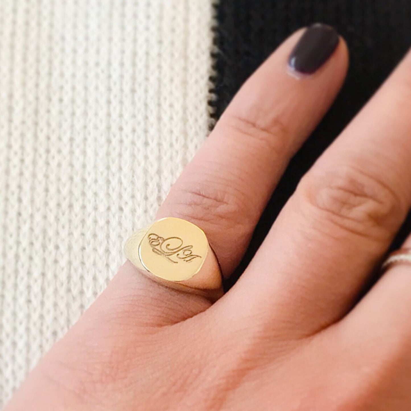 14K Gold Cushion Square Signet Ring