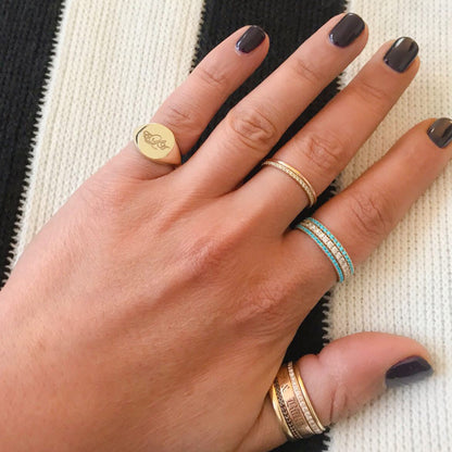 14K Gold Cushion Square Signet Ring