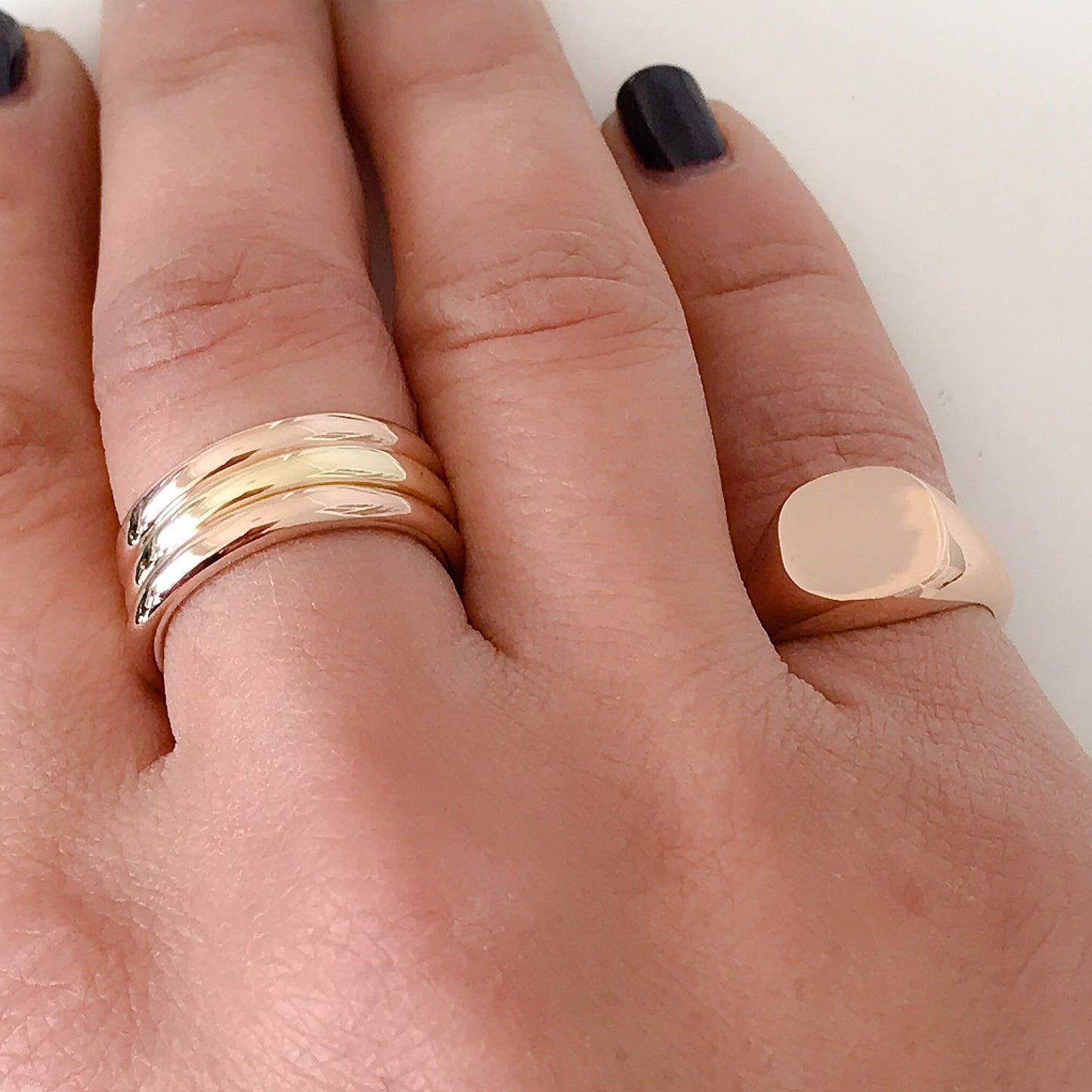 14K Gold Cushion Square Signet Ring